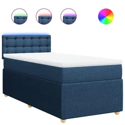 Vidaxl Box spring postelja z vzmetnico modra 90x200 cm blago