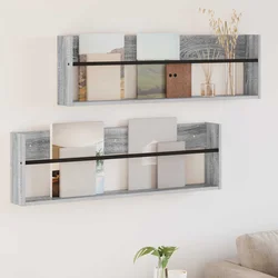 Polica za časopise s policom 2 pcs Siva Sonoma 100 x 12 x 30 cm
