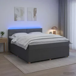 vidaXL Postelja boxspring z vzmetnico Temno siva 160 x 200 cm Blago