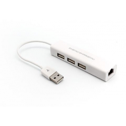 3G (01674) adapter USB 2.0 (muški) na RJ45 (ženski) + USB 3x2.0 (ženski) beli