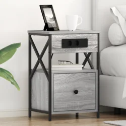 vidaXL Nočne omarice 2 pcs Siva sonoma 40 x 31 x 60 cm Konstruiran les