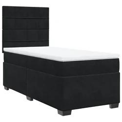 Vidaxl Box spring postelja z vzmetnico črna 100x200 cm žamet