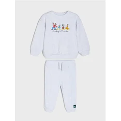 Sinsay - Pamučni komplet: dukserica i pantalone Mickey Mouse - svetlo siva