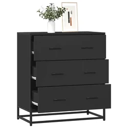 Komoda crna 68x35x76 cm konstruirano drvo i metal