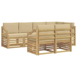 Set vanjskih sofa 7 pcs Bijela i bež 245 x 126,5 x 73 cm