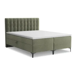 Zelena boxspring postelja s prostorom za shranjevanje 140x200 cm Puhala – Makamii