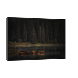 Canvas Slika na platnu Zlatni čamac u šumi, 60x40cm, Sa ramom, Crni