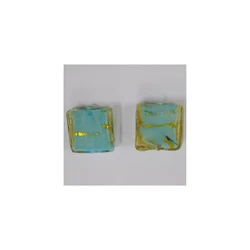 Kvadrat 20 mm tirkiz sa zlatnom sarom – Lampwork perle