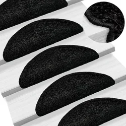 Prostirke za stepenice 10 kom 56x17x3 cm Crne poluokrugle