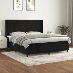 shumee Box spring postelja z vzmetnico črna 180x200 cm žamet