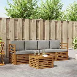 Set vanjskih sofa s jastukom 5 pcs Prirodna i svijetlo siva