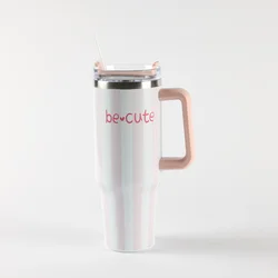 Be Cute termos sa slamčicom roze pruge 1,2l
