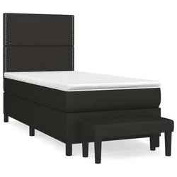 Vidaxl Box spring postelja z vzmetnico črn 90x190 cm blago