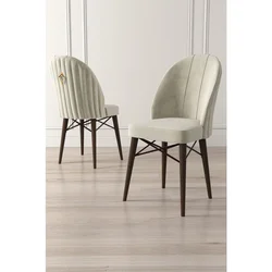 Hanah Home set trpezarijskih stolica Ritim 8 kom, krem tkanina Babyface, drvene noge boje oraha