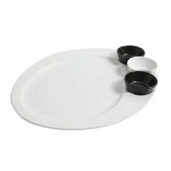 Platter with 3 bowls for sauce, 34 x 28 cm - Viejo Valle
