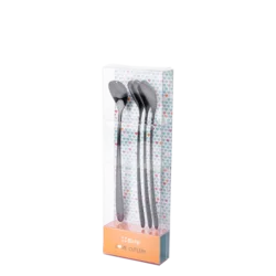 Set žličk za latte s srčkom 4 kosov – Alpha PVD Grey - 116627VAL