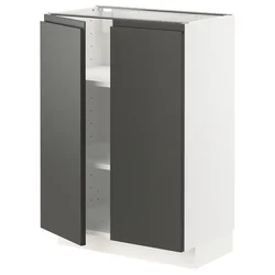 METOD Podni element s policama/2 vrata, bela/Voxtorp tamnosiva, 60x37 cm