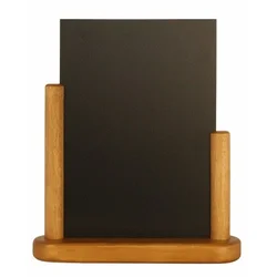 SECURIO namizna črna kredna tabla Securit Elegant, teak, 15 x 21 cm