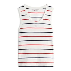 Tommy Jeans Top ESSENTIAL svetlo bež/nočno modra/krvavo rdeča