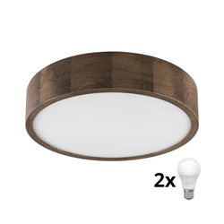 Brilagi - LED plafonsko svetlo CARVALHO 2xE27/60W/230V hrast/orah prečnik 37 cm