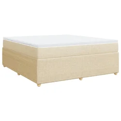 Vidaxl Box spring postelja z vzmetnico krem 180x200 cm blago