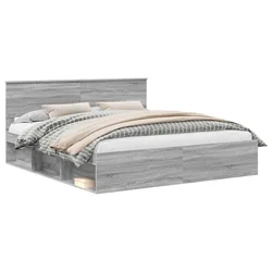 Vidaxl Konstrukcija postelje Siva Sonoma 200 x 200 cm Konstruiran les