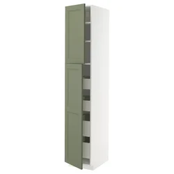 METOD / MAXIMERA Vis.el. s 2 vrata/4 fioke, bela/Axstad sivozelena, 40x60x220 cm