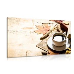 Slika jesenska skodelica kave - 120x80
