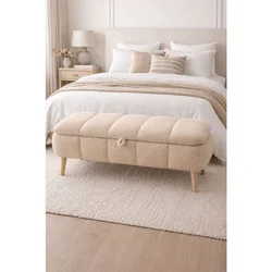 Hanah Home Sara tapacirana klupa s prostorom za odlaganje 90 × 45 × 35 cm, bež