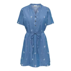 JDY Dolga srajca JDYKAI  moder denim / bela