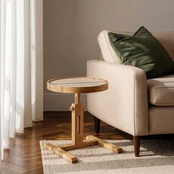 Hanah Home pomoćni sto Opus Yuvarlak 40, 40 cm, hrast / travertin