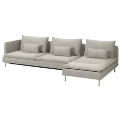 SÖDERHAMN Sofa ležaj 4-sed, s lenjivcem bez stranice/Viarp bež/smeđa