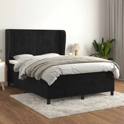 Vidaxl Box spring posteljni z vzmetnico črn 140x190 cm žamet