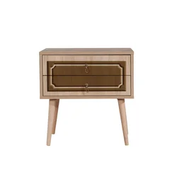 HANAH HOME Two 622 Noćni stočić, 2 fioke, 60x61x40cm, Krem-braon