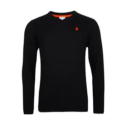 U.S. POLO ASSN. Pulover ognjeno rdeča/črna