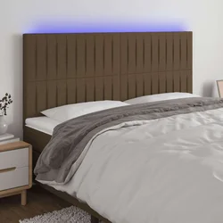 shumee LED posteljno vzglavje temno rjavo 180x5x118/128 cm blago