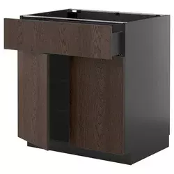 METOD / KNIVSHULT Podni element s fiokom/2 vrata, Crnosiva/Sinarp smeđa, 80x60 cm
