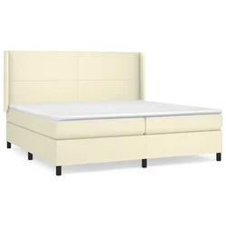 Vidaxl Box spring postelja z vzmetnico krem 200x200 cm umetno usnje