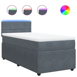 Vidaxl Box spring postelja z vzmetnico temno siv 90x190 cm žamet