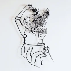 Wallity Zidna dekoracija Coffee Girl-APT744 M, 43x66 cm, 1.2 mm, Crna