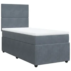 Vidaxl Box spring postelja z vzmetnico temno siva 90x200 cm žamet