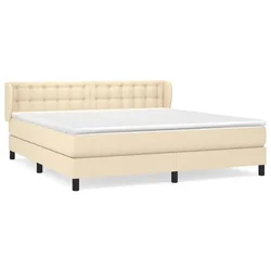 Vidaxl Box spring postelja z vzmetnico krem 180x200 cm blago