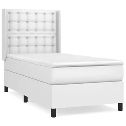 Vidaxl Box spring postelja z vzmetnico bela 80x200 cm umetno usnje