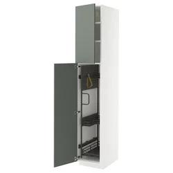 METOD Visoki element-ostava, bela/Nickebo mat sivozelena, 40x60x220 cm