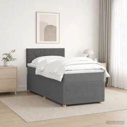 Postelja boxspring z vzmetnico Temno siva 80 x 200 cm Blago