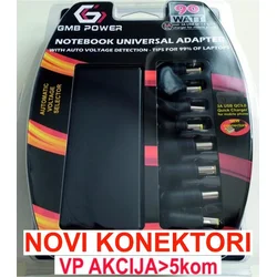 NPA-AC5D **Gembird univerzalni laptop punjac AC 90W + QC3.0 mob.brzi punjac 3A, auto voltage (1253)