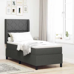 vidaXL LED Box Spring Postelja Temno siva 90 x 190 cm blago