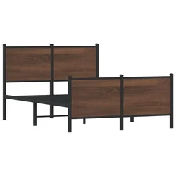 Vidaxl Kovinski posteljni okvir brez vzmetnice rjavi hrast 120x190 cm