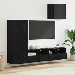 TV zidne jedinice 4 pcs Crni hrast Konstruirano drvo