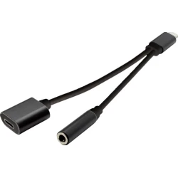 Adaptér Lightning – 3,5 mm jack + nabíjanie (E), čierny